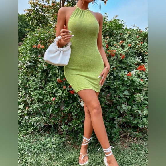 Tie Backless Halter Dress - Picture 1 of 5